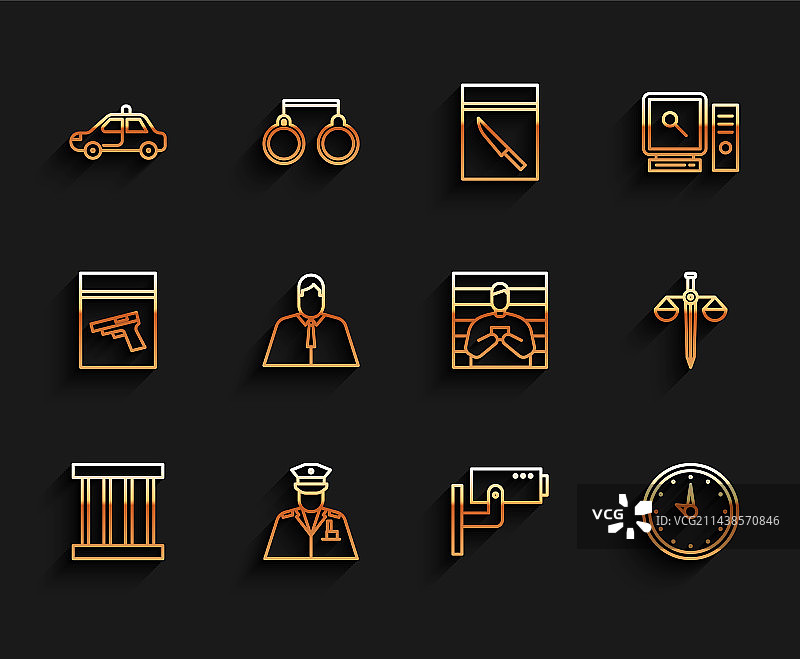 监狱窗户、警车和行式打印机图片素材