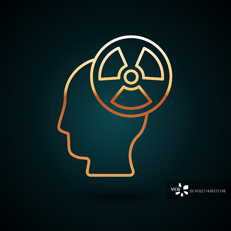 金色线条人头剪影图标图片素材