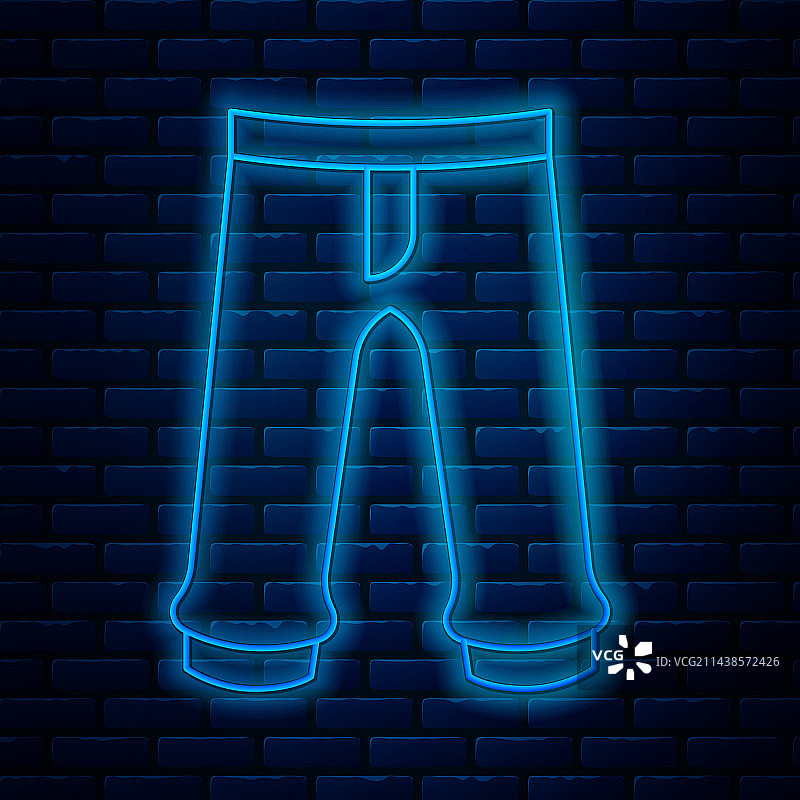 发光的霓虹线裤子图标图片素材
