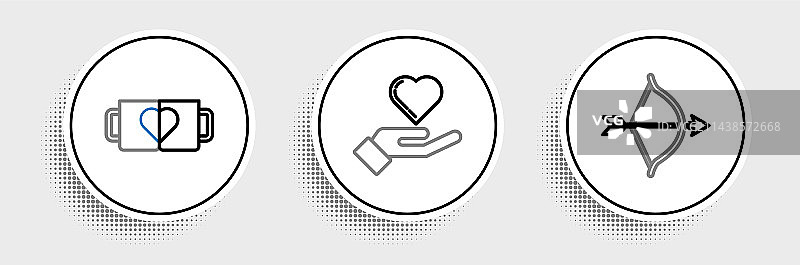 线条弓箭、咖啡杯和爱心图片素材