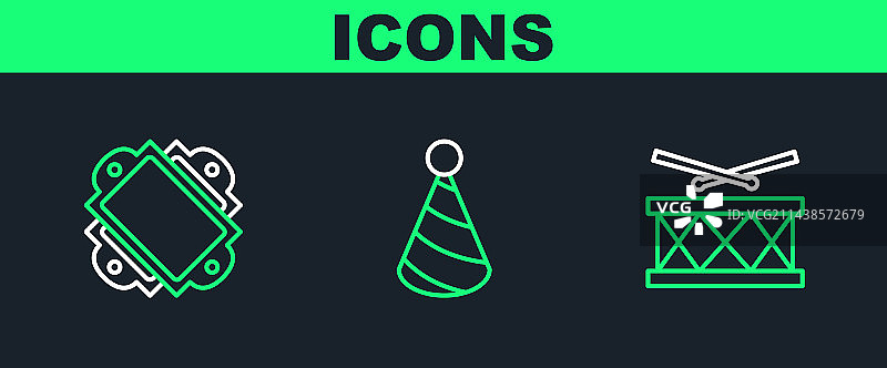 鼓槌门票派对线性图标图片素材