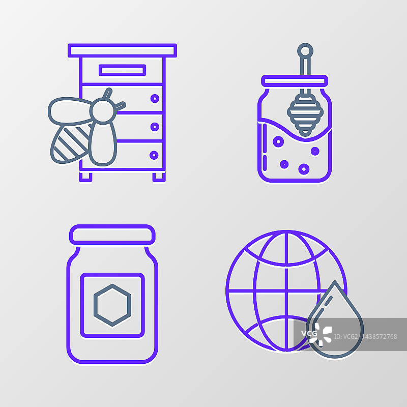 世界地图蜂窝线条蜂蜜罐图片素材