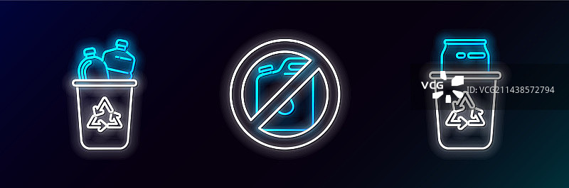 带回收标志和罐子的回收箱线条素材图片素材