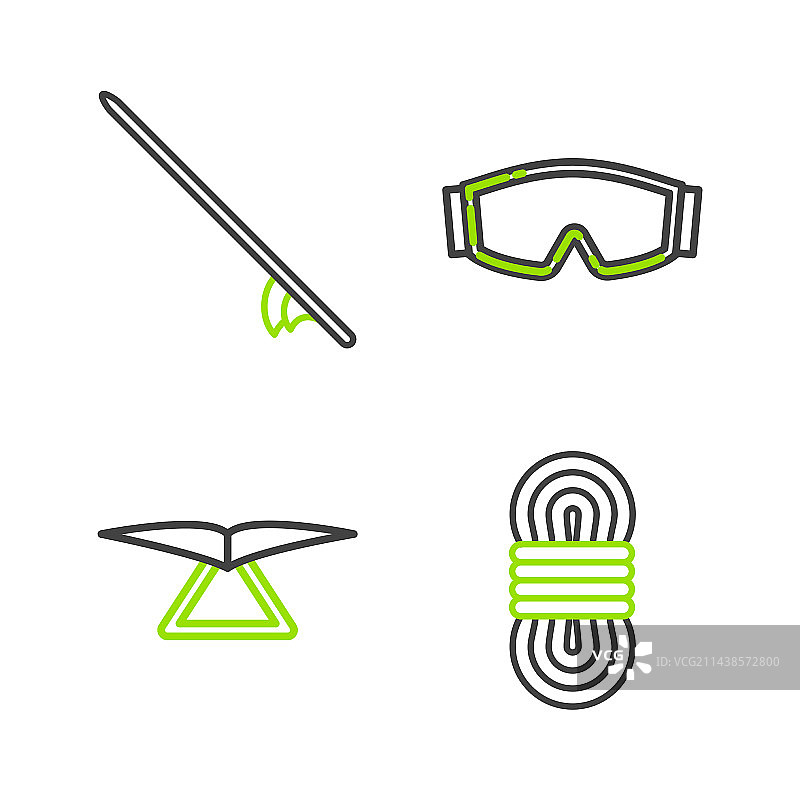 登山绳滑翔机滑雪镜线条设计图片素材