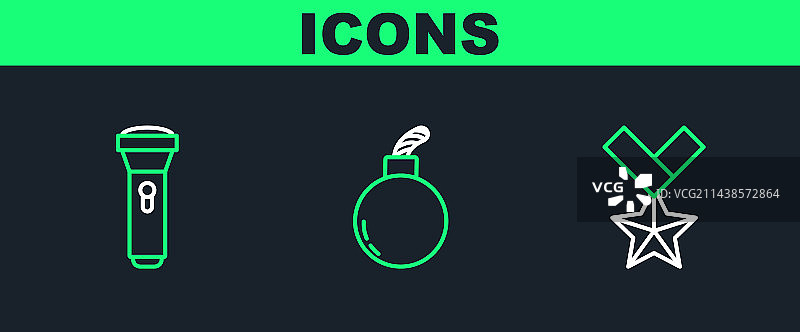 军功章手电筒套装图片素材