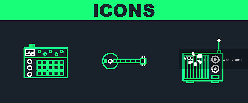 带天线的收音机和鼓机图片素材