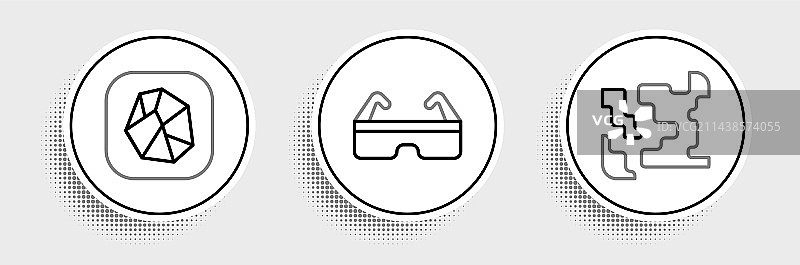 气态盐、石头和安全护目镜线条组合图片素材