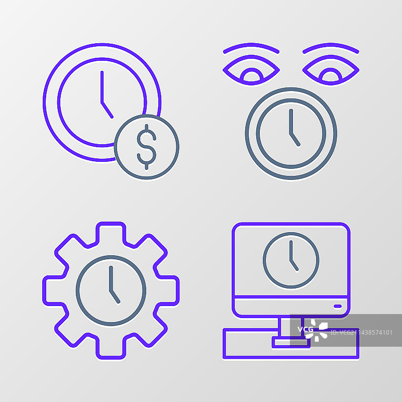 时间管理时钟线性图标图片素材