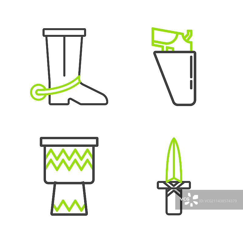 腰带上的匕首、鼓、左轮手枪图片素材