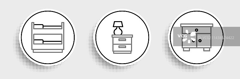 家具床头柜双层床线条组合图片素材