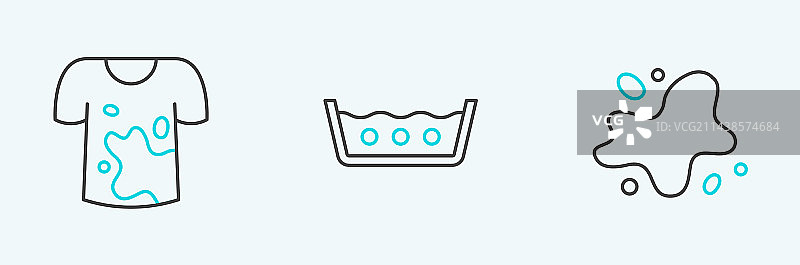 水溢出脏T恤线条图片素材