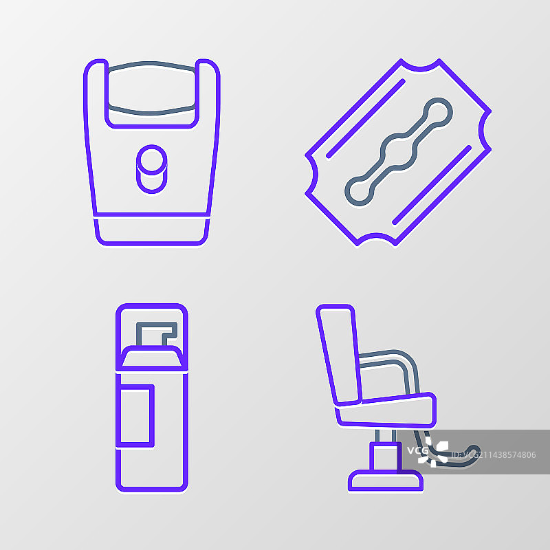 理发椅、剃须泡沫和刀片图片素材