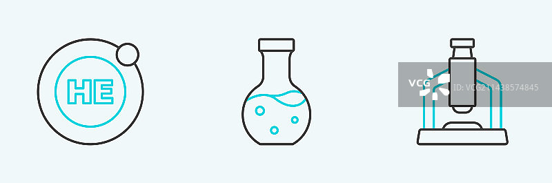 显微镜氦气试管线性图标图片素材