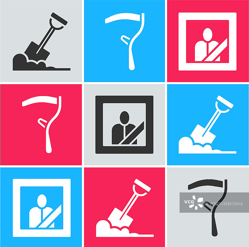 地面铲子镰刀和葬礼图案图片素材