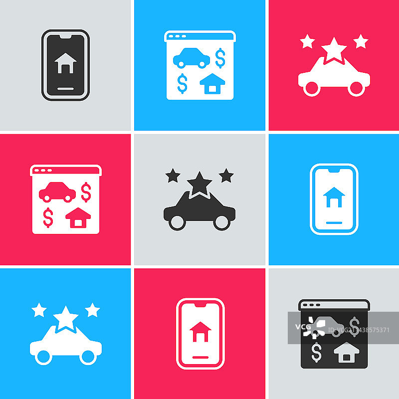 在线房地产和汽车共享图标图片素材