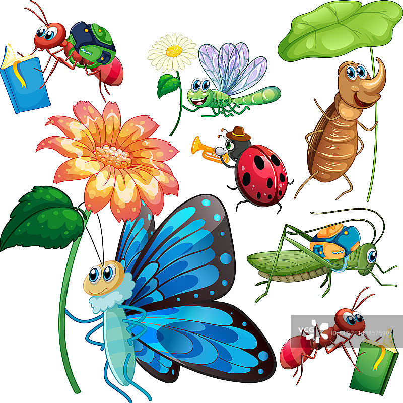 各种卡通昆虫角色合集图片素材
