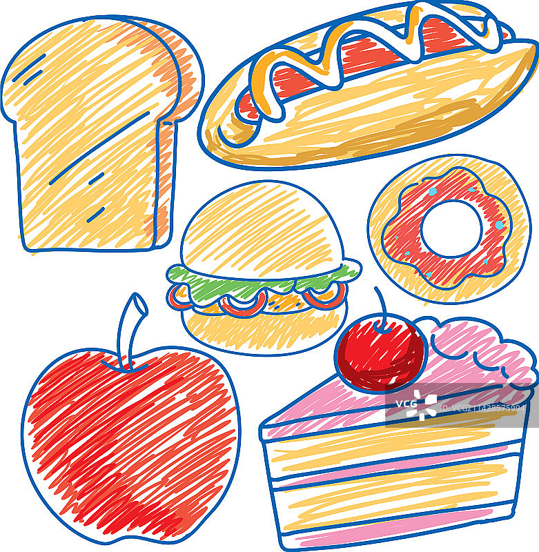 涂鸦风格食品合集图片素材