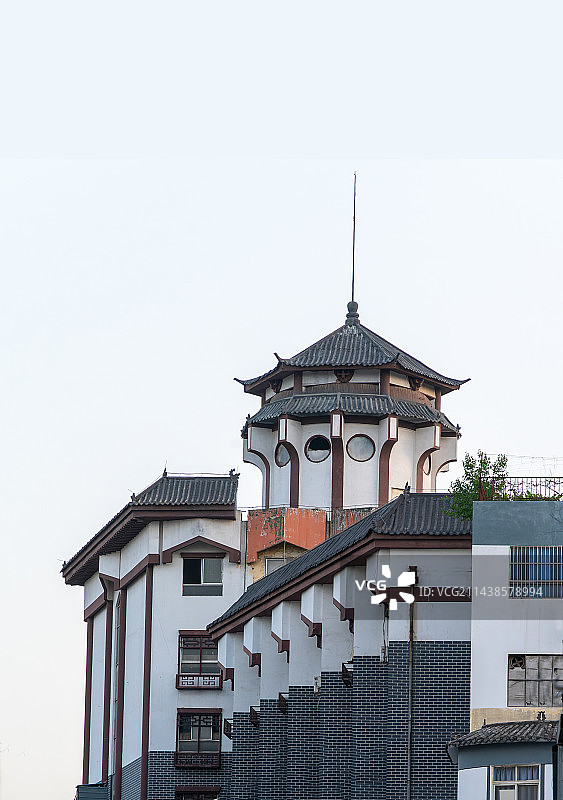 建筑局部，阁楼，粉墙黛瓦图片素材