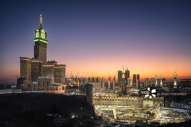 麦加天际线黄昏日落夕阳图片素材