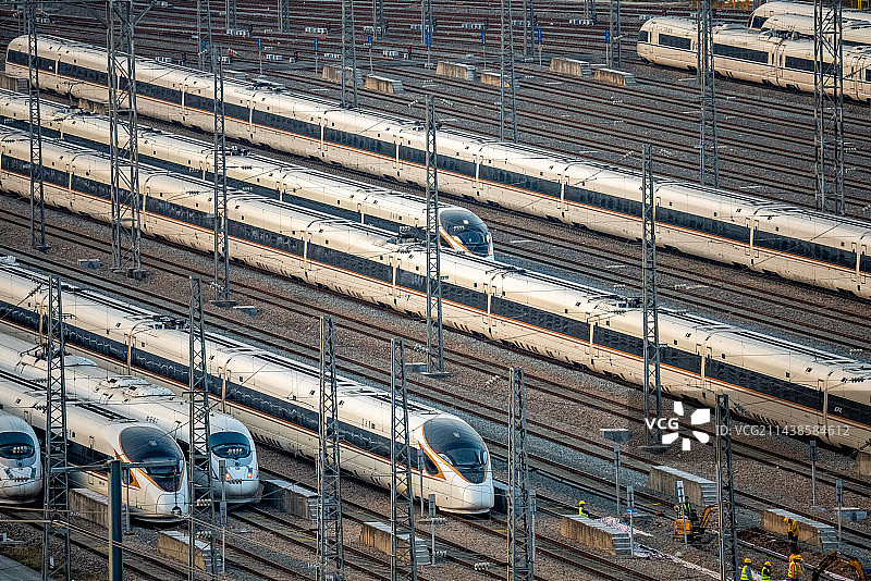 航拍上海高铁停车场图片素材