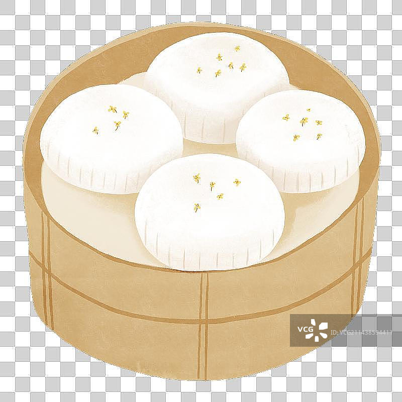 手绘广式早茶茶点桂花糕图片素材