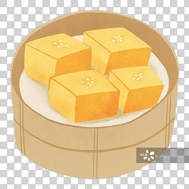 手绘广式早茶茶点马拉糕图片素材