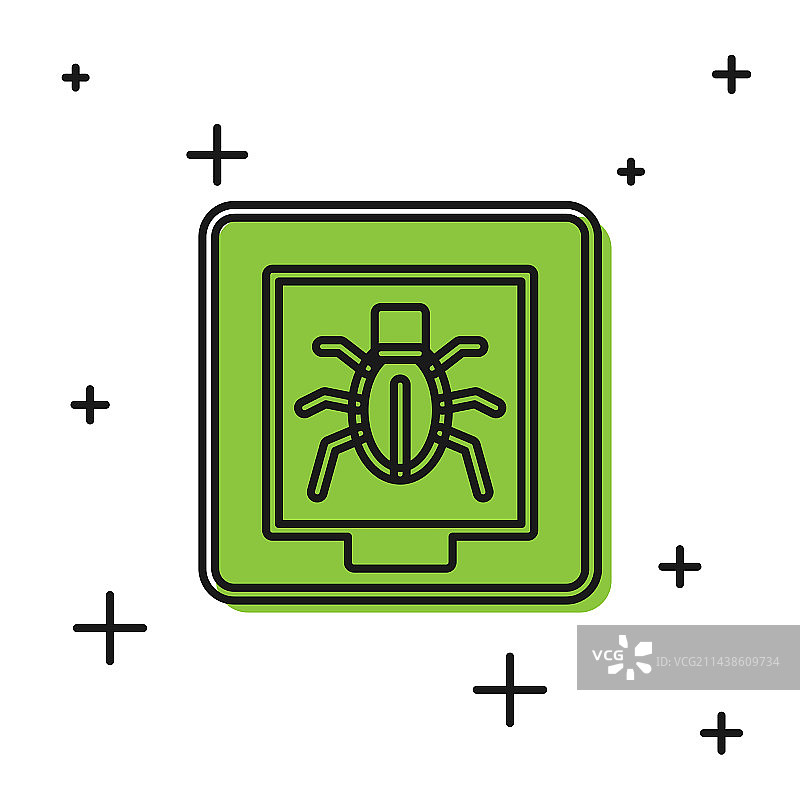 白色背景上隔离的框架中的黑色昆虫图标图片素材