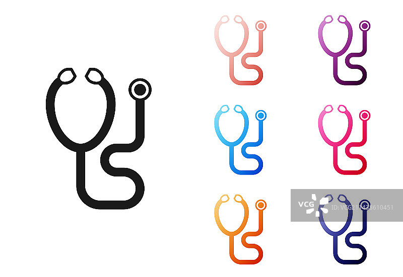 黑色听诊器医疗器械图标图片素材