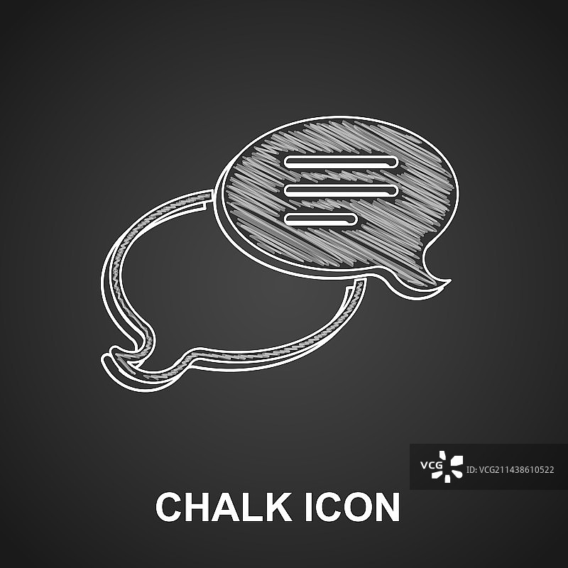 黑色背景上的粉笔风格聊天气泡图标图片素材