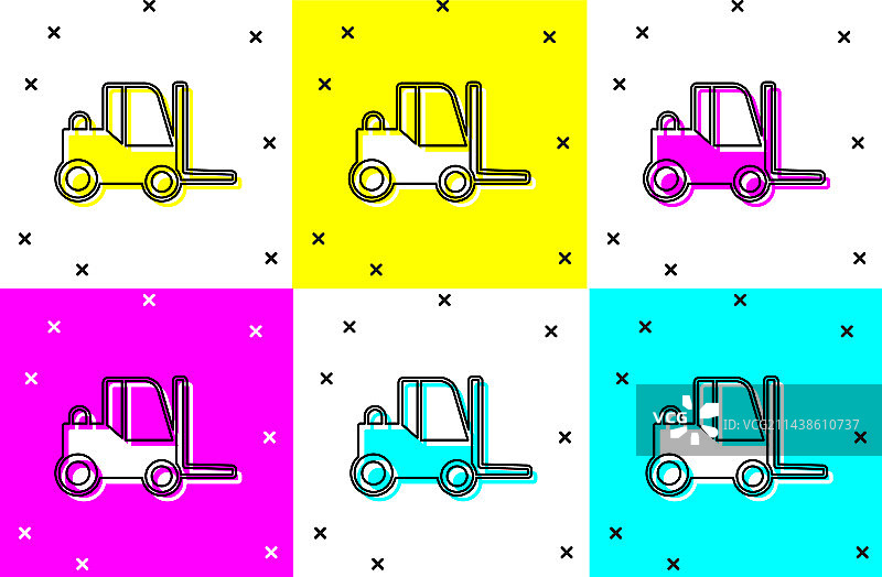 彩色背景上的叉车图标图片素材