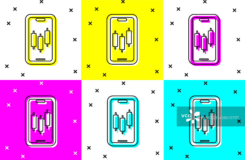 手机股票交易概念图标设置图片素材