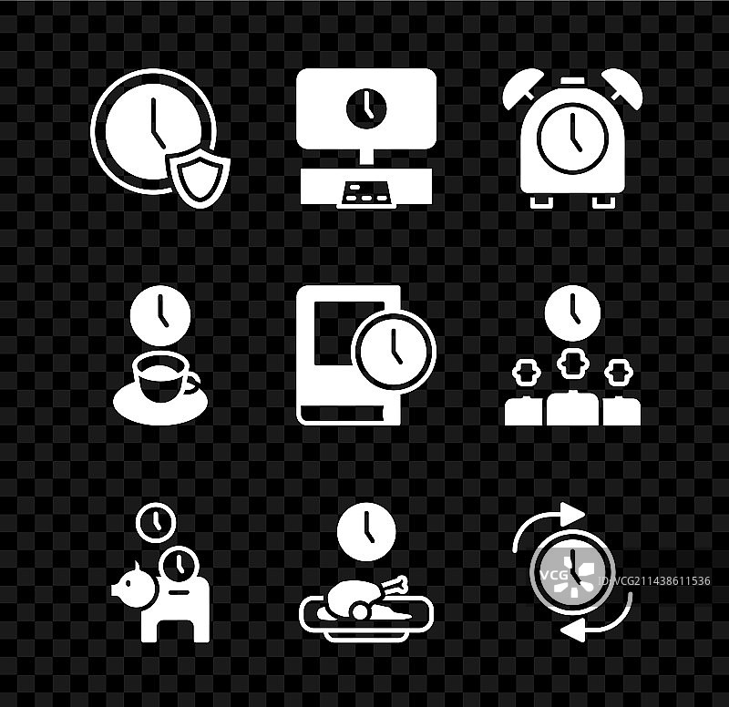 带盾牌智能电视时间闹钟的时钟图片素材