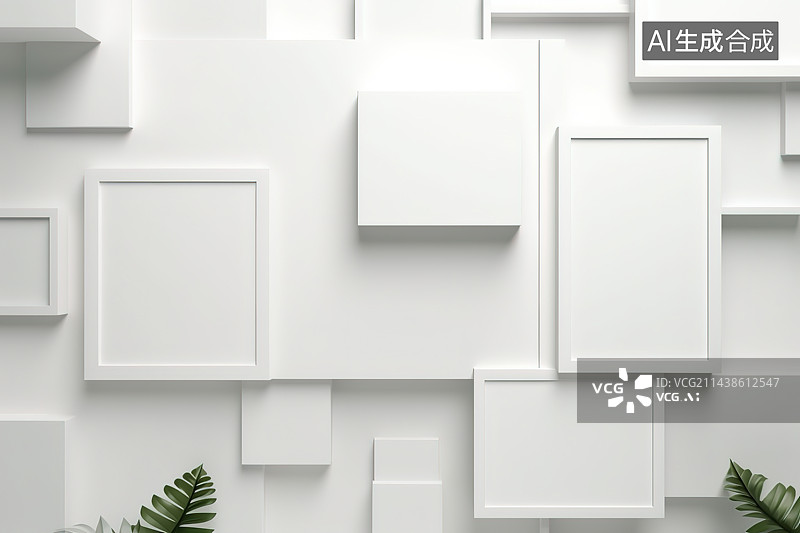 【AI数字艺术】白色墙壁上的白纸图片素材