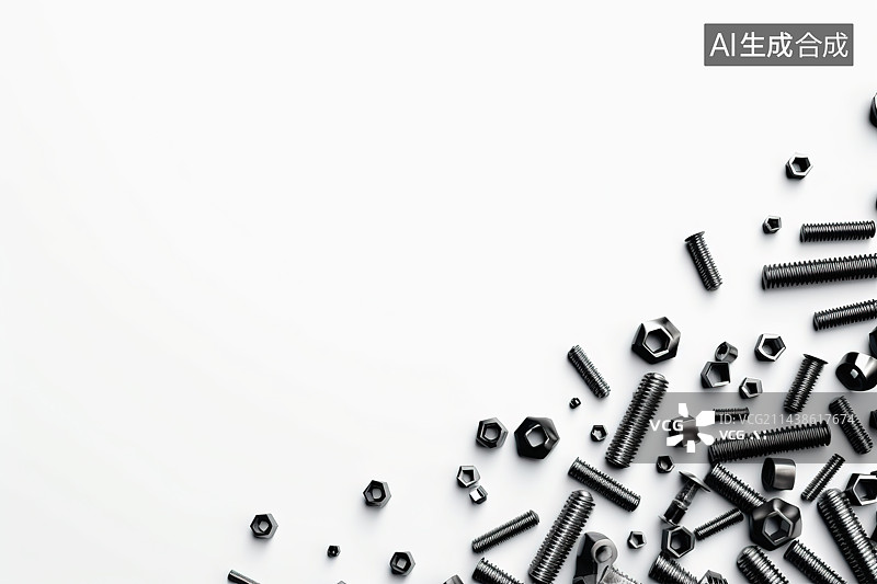 【AI数字艺术】白色背景上的螺丝特写镜头图片素材