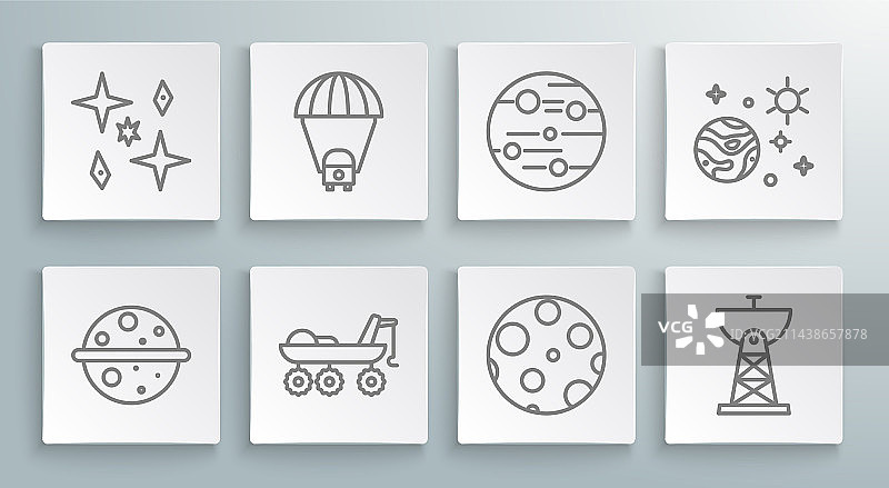 金星土星火星月球车行星线条设计图片素材