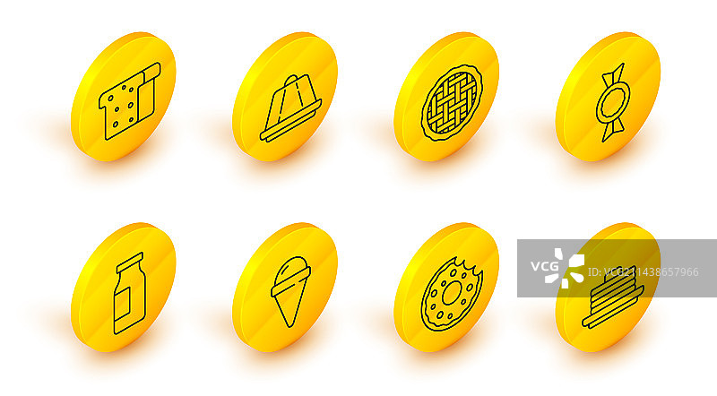 线条集：叠饼、甜甜圈、冰淇淋图片素材