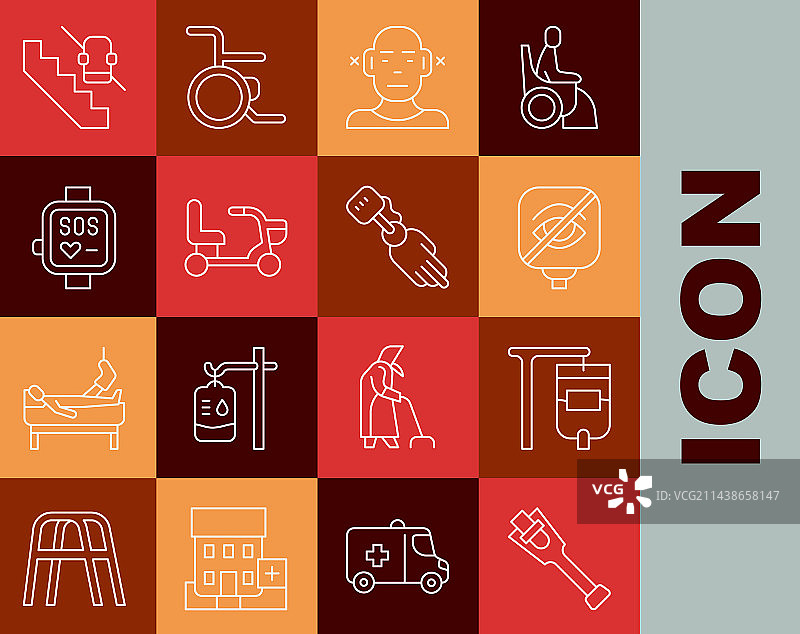 线条假肢腿静脉输液袋失明耳聋图片素材