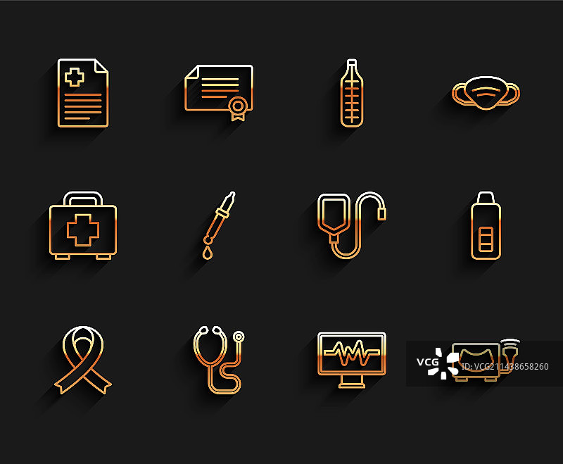 听诊器病患的线条意识彩带图片素材