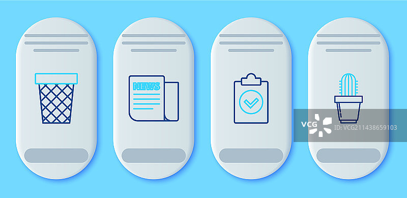 已完成任务垃圾桶新闻线条套装图片素材