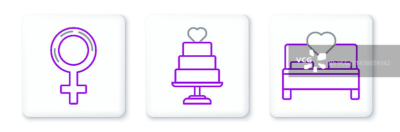 卧室女性性别符号与婚礼线条图标图片素材