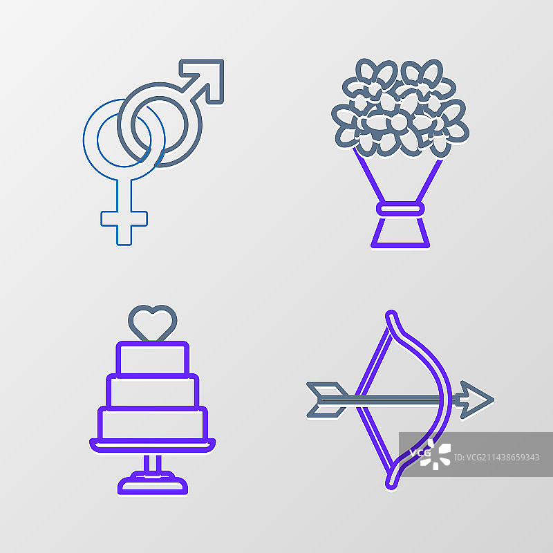 弓箭和心形婚礼蛋糕图片素材