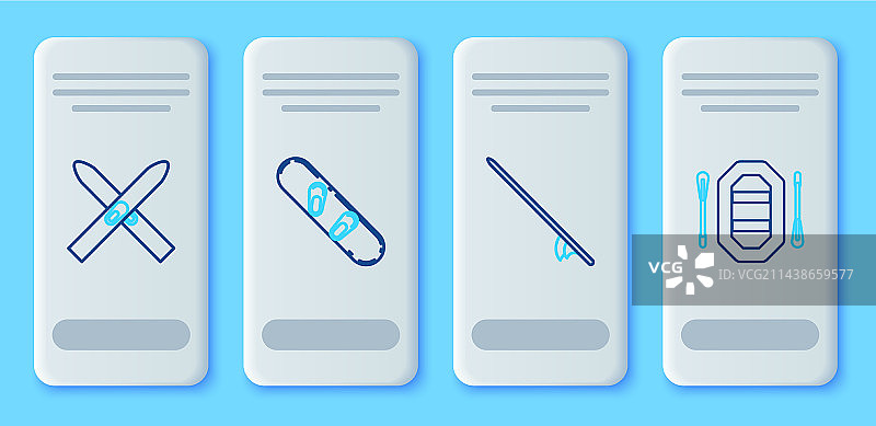 滑雪板、冲浪板和滑雪杖图标图片素材