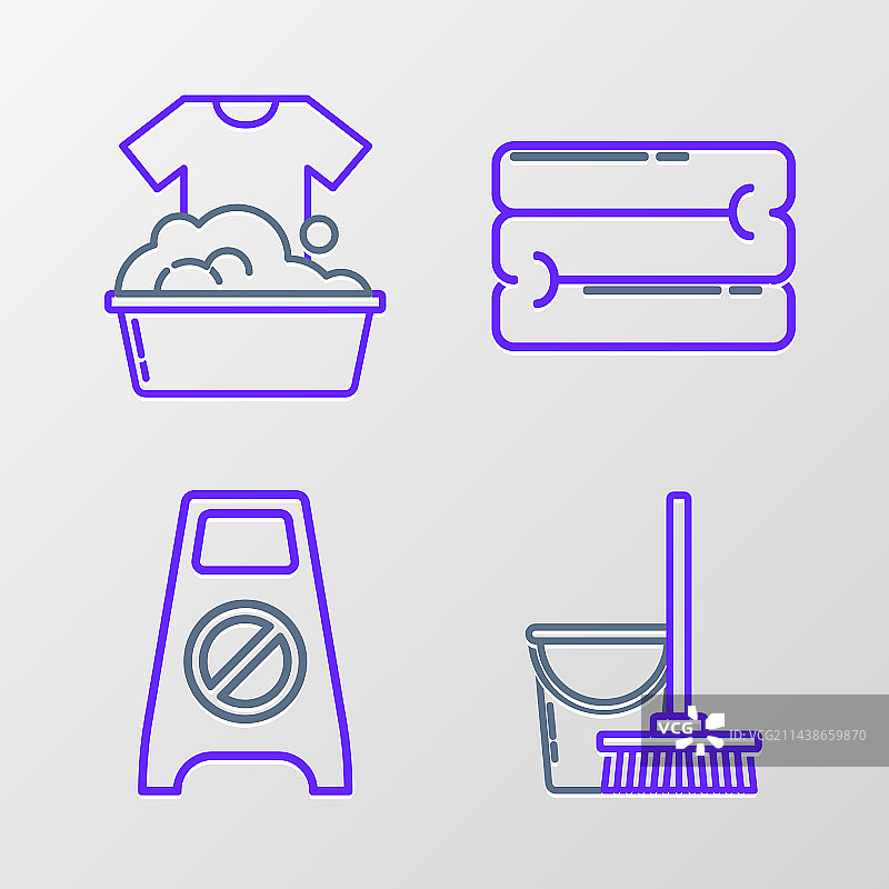 拖把和水桶清洁湿地板图片素材