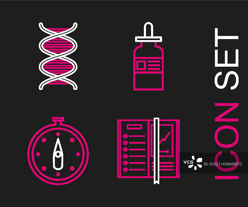 笔记本指南针玻璃瓶图标图片素材