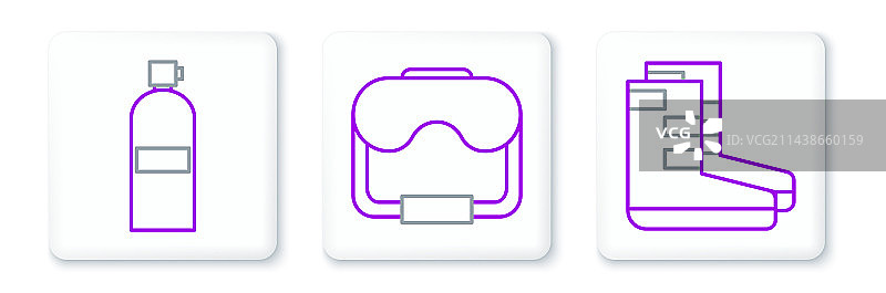 靴子、水肺和潜水面罩icon图片素材