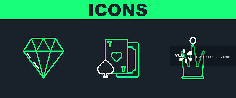 交叉的皇冠钻石和纸牌图片素材