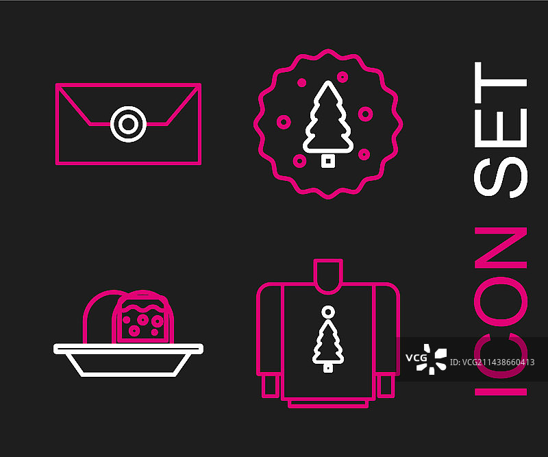 圣诞毛衣杏仁蛋白软糖海绵蛋糕线条素材图片素材