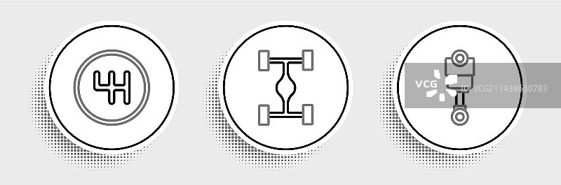 发动机活塞换挡器和底盘线条设计图片素材
