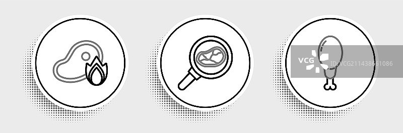 烤鸡腿牛排肉和火焰图片素材