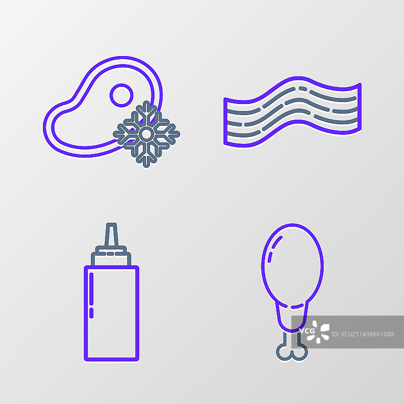 鸡腿、酱汁瓶和培根图片素材